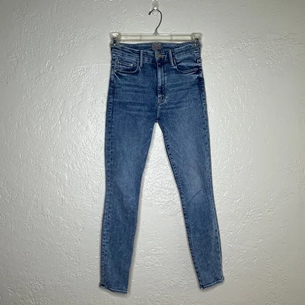 Mother High Waisted Looker Ankle Jeans On The Road Blue Skinny Denim Size 26‎ - Image 3