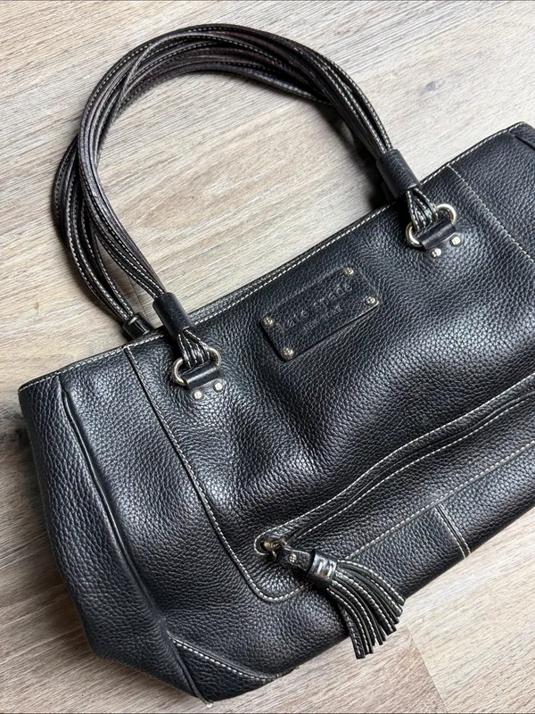 Kate Spade New York Foster Crossing Rue Satchel Black Pebbled Leather Tote Bag - Image 3