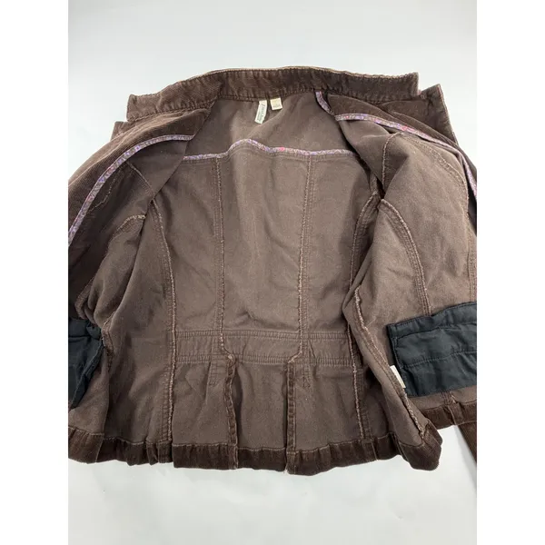 St Johns Bay Stretch Brown Corduroy Jacket Mock Neck Button Front Size L - Image 7