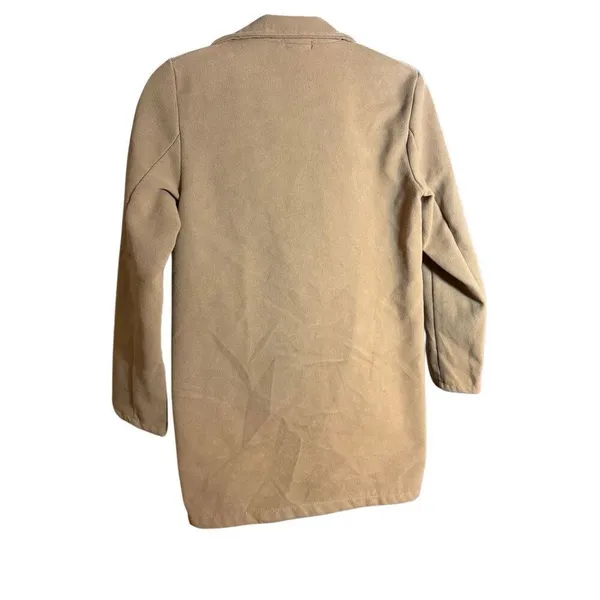 Boohoo Womens Double Breasted Button Wool Look Coat in Camel Sz S‎ - Image 2