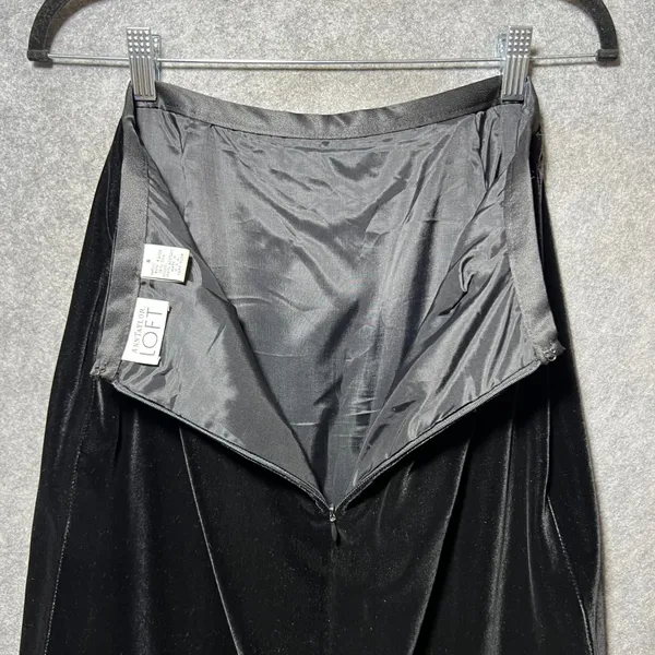Ann Taylor Loft Black Velvet Maxi Skirt‎ Silk Blend Vintage 90s Size 8 Made USA - Image 8