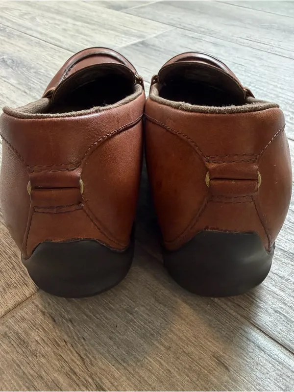 Merrell Womens 8 M Brown Leather Sport Driving Loafer Shoe Hidden Wedge - Image 4