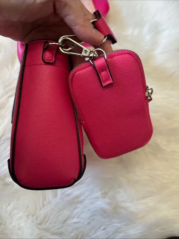 Madden NYC Hot Pink Mini Satchel with Detachable Strap & Rhinestone Pouch - Image 7