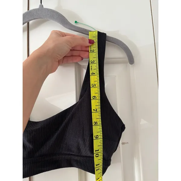 Aerie Women Medium Black Ribbed Scoop Neck Wireless Bralette Sports Bra Top - Image 2