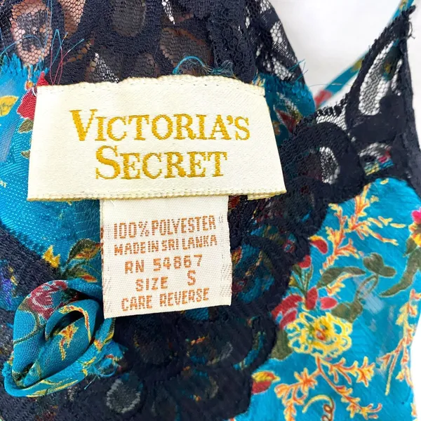 VTG Victorias Secret Gold Label Forest Green Nightwear Lacey Silk Coquettecore S - Image 5