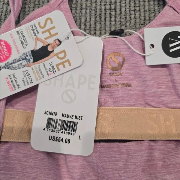 Shape -1624 Active NWT Tank Top Dryfuze in Mauve Mist Pink‎ Large - Image 4