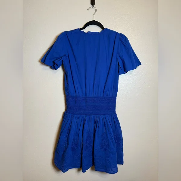 Lauren Ralph Lauren 'SIZANNA' Smocked Waist‎ Floral Embroidered Dress Royal Blue - Image 7