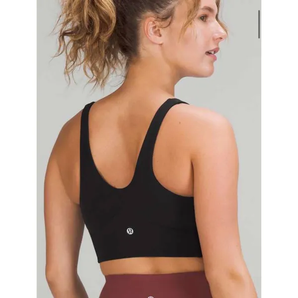 Lululemon Nulu Front-Darting Yoga Bra Black Size 8 Longline Crop Tank Gym - Image 3