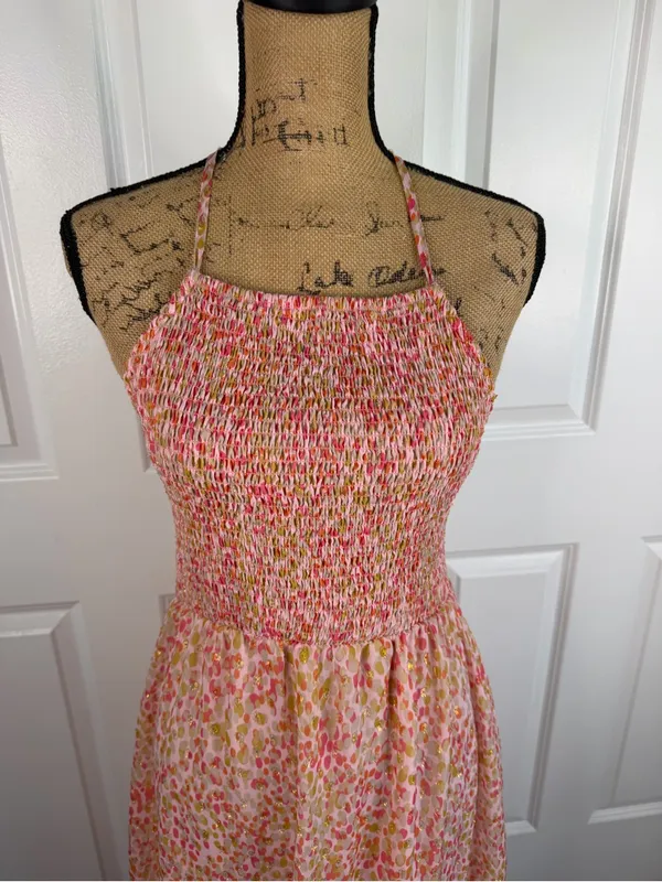 Koko + Mason Floral Halter Maxi Dress Size XL NWOT Open Back Smocked Boho - Image 6