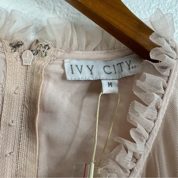 Ivy City Co NWT‎ Last Songbird Pink Fairy Whimsical Modest Midi Dress Medium - Image 9