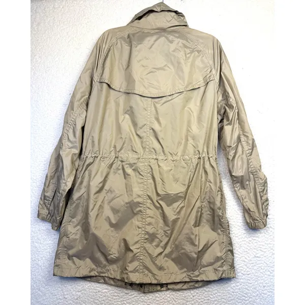 Coach Rain Coat Womens Large Beige Mid Length Zip‎ Jacket Drawstring Pockets - Image 2
