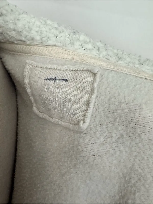 American Eagle aerie Cream Zip-Front Sherpa Lined Hoodie XL - Image 4