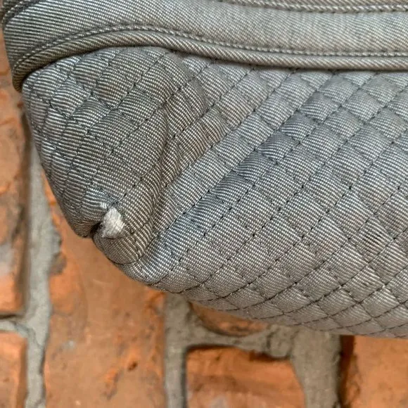 Vera‎ Bradley Quilted Tote Bag Purse Diamond Stitch Canvas Floral Lined Gray - Image 2