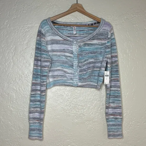 Daily Practice Anthropologie Cozy Cardigan Pastel Cropped Soft Girl Women XL NWT - Image 2