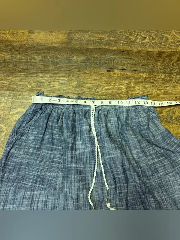Abercrombie & Fitch Mini Skirt Blue Chambray Womens Medium Lined Elastic Waist - Image 2