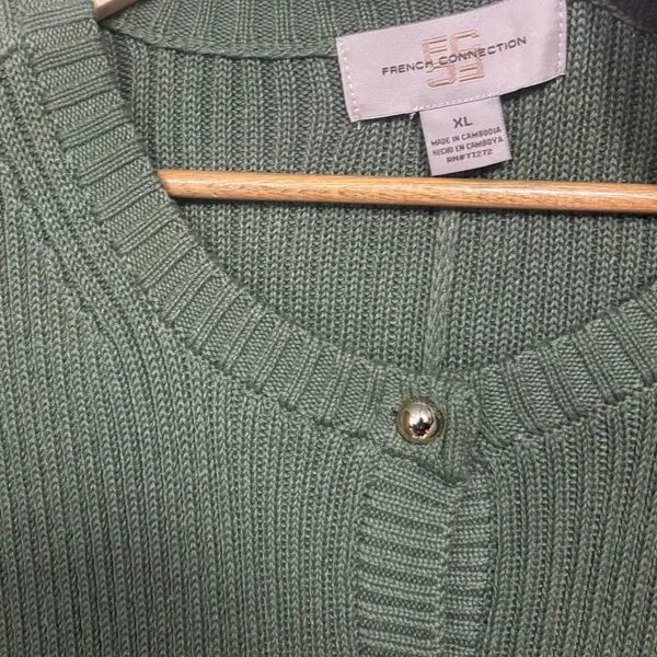 French Connection Green Ribbed Button‎ Front Dress Size XL - Image 7