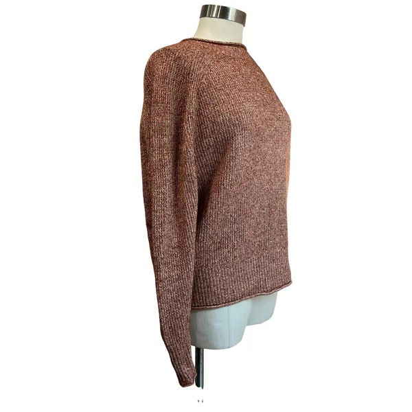Ann‎ Taylor Loft Wool Blend Sweater Orange Brown Fall Pullover Size Medium - Image 3