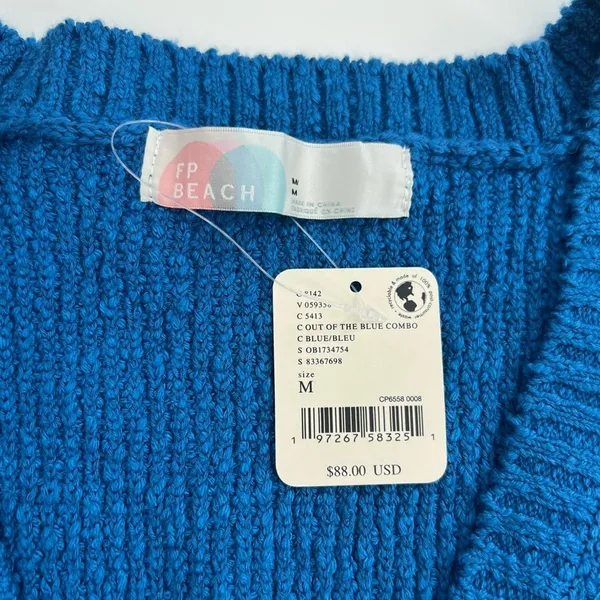 NWT Free people Beach‎ Penny sweater vest blue sz M - Image 6