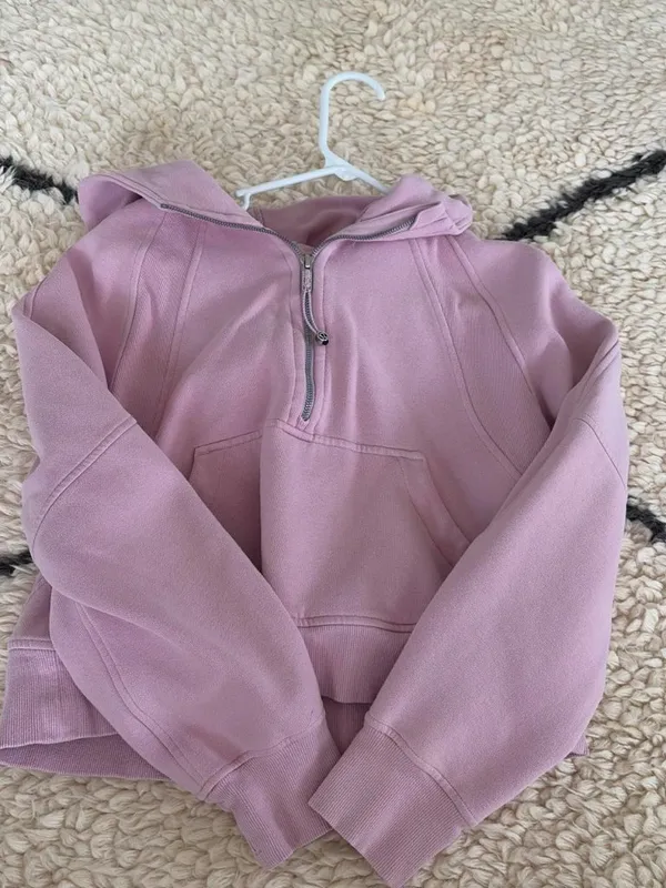 lululemon athletica Scuba Cropped Half-Zip Hoodie in pink peony XS - Image 2