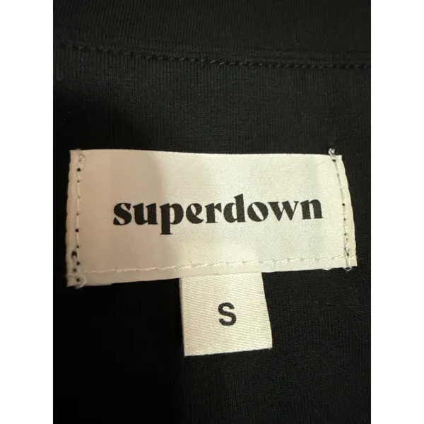 Superdown Womens Black Long Sleeve Deep V-Neck Stretch Tie Waist Crop Top Size S - Image 3