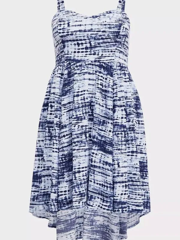Torrid Plus Size Smocked Mini Challis High Low Tie Dye Skater Dress - Image 5