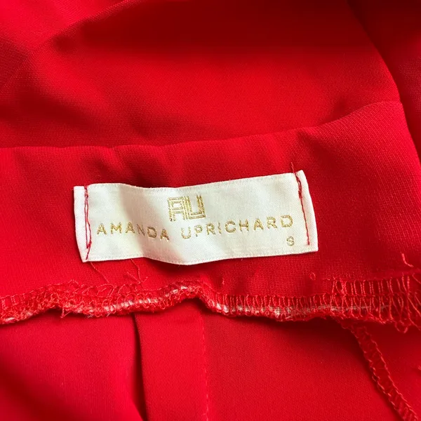 Amanda Uprichard Red Halter Jumpsuit Front‎ Tie Womens Small Wide Leg - Image 3
