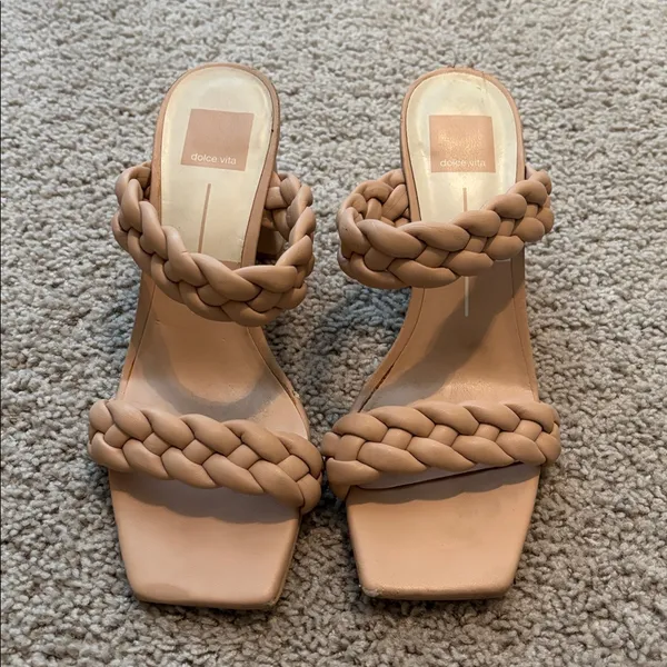 Dolce Vita Tan Braided Heeled Sandals With Chunky Heels - Image 2