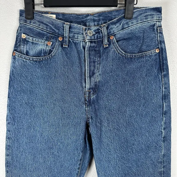 Levis 501 Jeans Womens 26x30 Premium Denim High Rise Button Fly Blue Medium Wash - Image 2