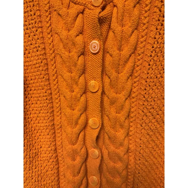 Vintage Liz Claiborne Vibrant Orange Cable Knit Button Front 90s Y2K SZ M Retro - Image 9