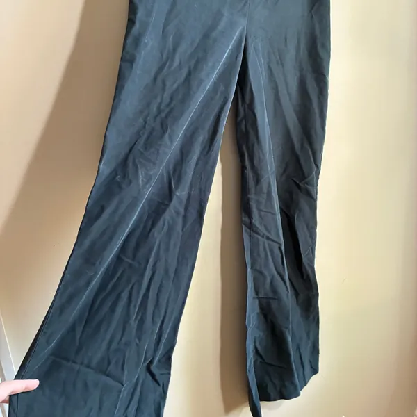 Gap Wide Leg Trousers Size 4 Black Womens Side Zip Professional Workwear - Image 2