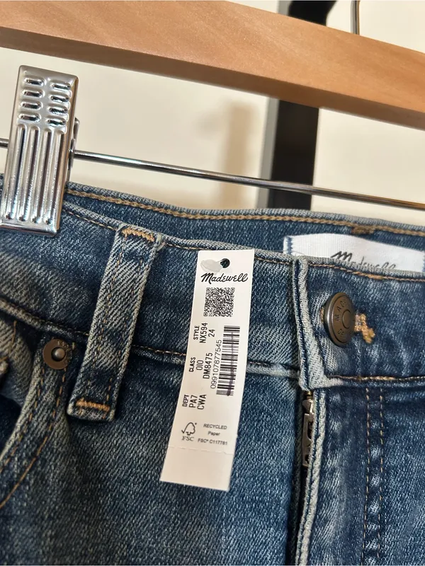 Madewell The‎ Pencil Jean Super Stretch Denim High Rise Concho Wash NWT Size 24 - Image 6