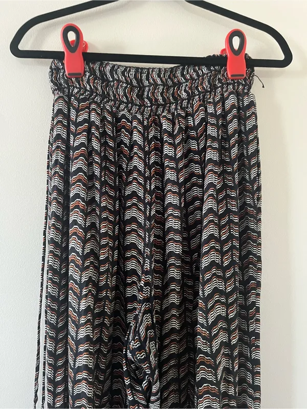 Anthropologie Black Orange Printed Harem Jogger Pants XS Smock Waist Travel - Image 6