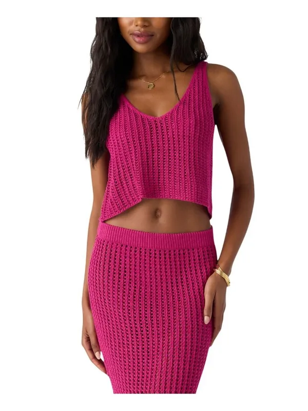 NWT O'Neill Womens Ryan Crochet Cover Up Tank SP5403001 Fuchsia Purple Pink M - Image 3