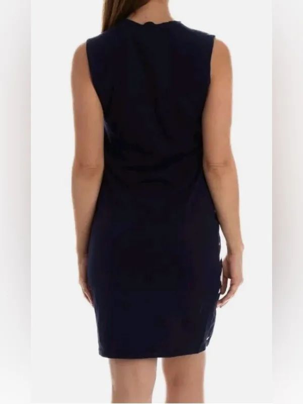 Lauren Ralph Lauren Women's Navy/White Mixed Media Shift‎ Sweater Dress Size S - Image 2