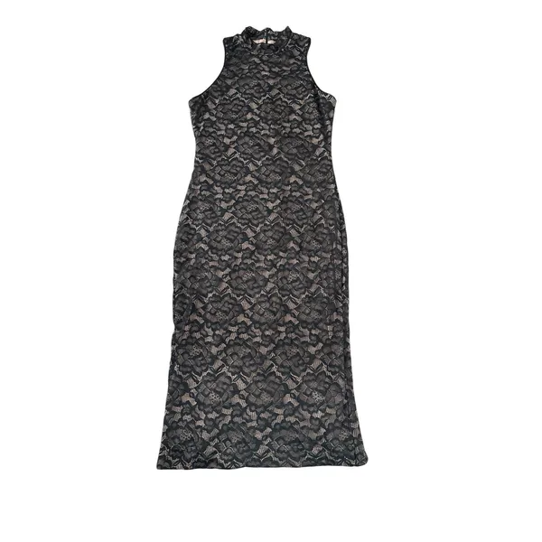 Dress The Population Norah Bodycon Dress Large Black Lace Sleeveless Mock‎ Neck - Image 3