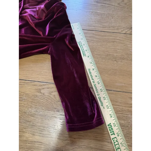BalticBorn Women Size Medium Velour Maxi Dress‎ Red Peasant Hippie Bohemian Long - Image 6