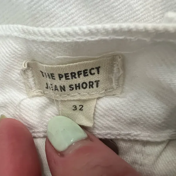 Madewell White Denim Perfect Jean Shorts Frayed Hem 5 Pocket Design Size 32 - Image 4