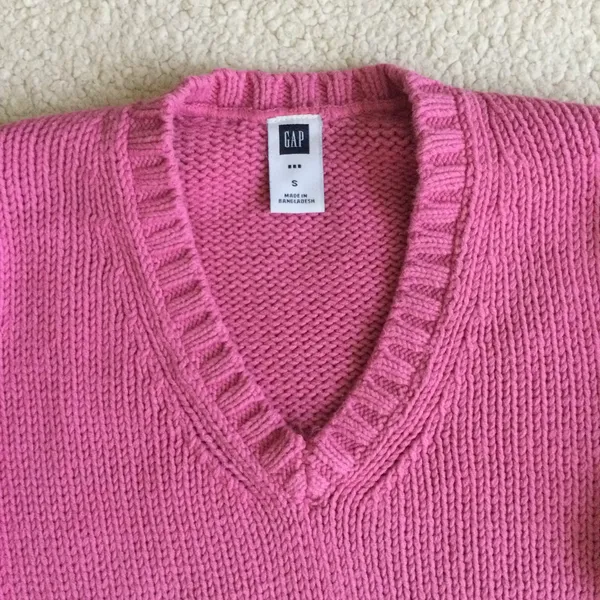 Gap Vintage Y2K Chunky V-Neck Sweater Pink - Sz Small - Image 3