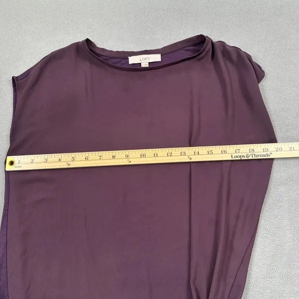 LOFT Women Plum Purple Mixed Media Side Tie Sleeveless Top Size S - Image 5