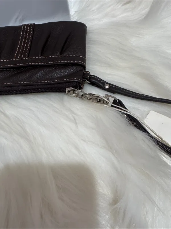 Brown Genuine Leather Wristlet Wallet - Image 3