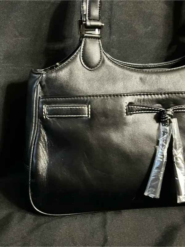 Charter Club Women’s Classic Black Leather Tote Bow Accent NWT - Image 4
