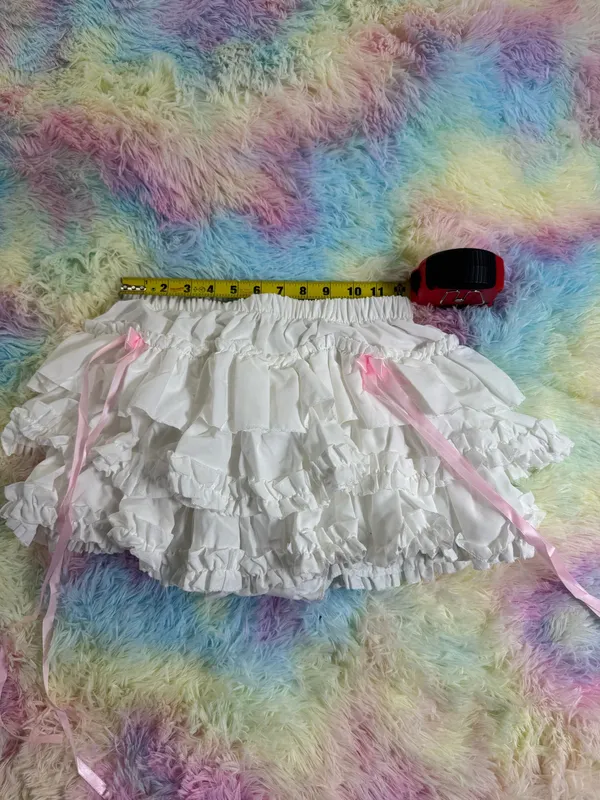 Cute Y2K tiered skirt White Size one size - Image 3