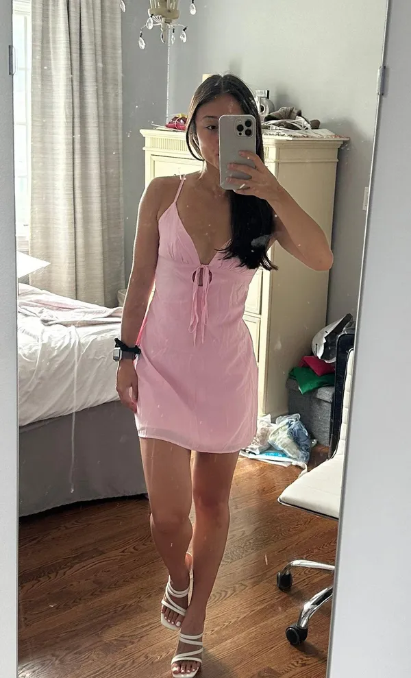 SheIn Pink  Tie Back Mini Dress - Image 5