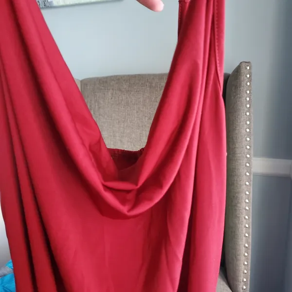 Scoop neck wine color maxi dress with slits on the side size large new n… - Image 5