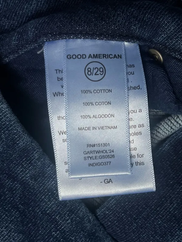 Good American Dark Wash Wide Leg 90s Good Skate Cargo Sweatpants Jeans Size 8 29 - Image 5