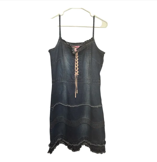 Me and You Denim Lace-Up Dress - Image 3