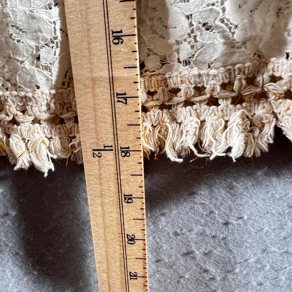 1055 | Boho‎ Madrid Tiered Lace Metallic Embroidered Gauze Mini Skirt Cream OS - Image 5