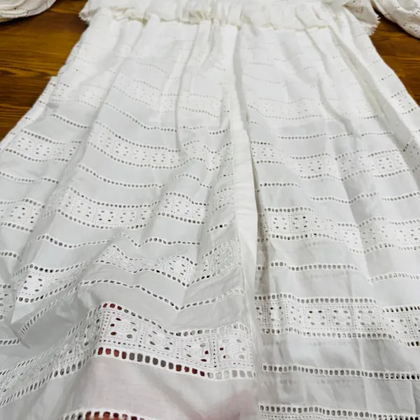 Acler Valentine Ivory Broderie Anglaise Cotton Midi Dress Long Sleeve 2 - Image 12