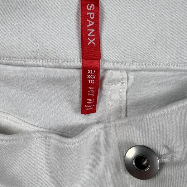 SPANX Tummy Control Wide Leg Pull On White Stretch Jeans Size XL - Image 4