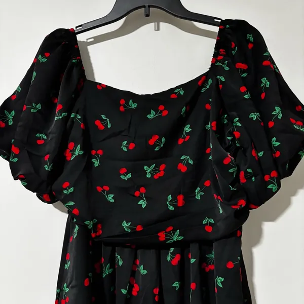 Petal & Pup Chlo Puff Sleeve Midi Sundress Cherry Print Size L - Image 3